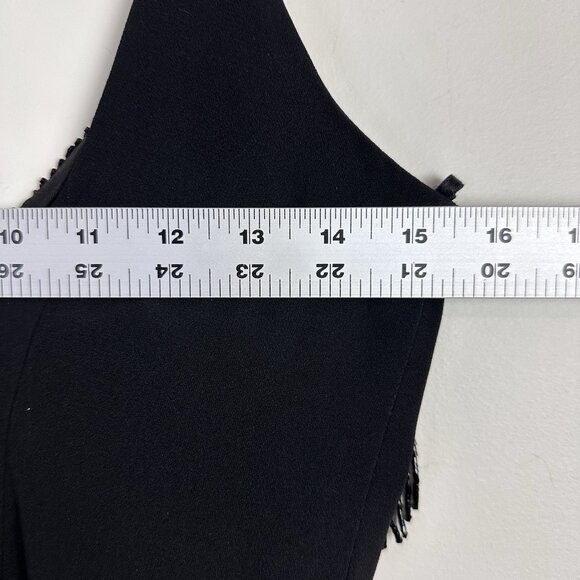 Vtg 90s Cache Slip Dress Fairy Grunge Sz 4 Beaded Fringe V Neck Cocktail Cruise - Picture 11 of 13